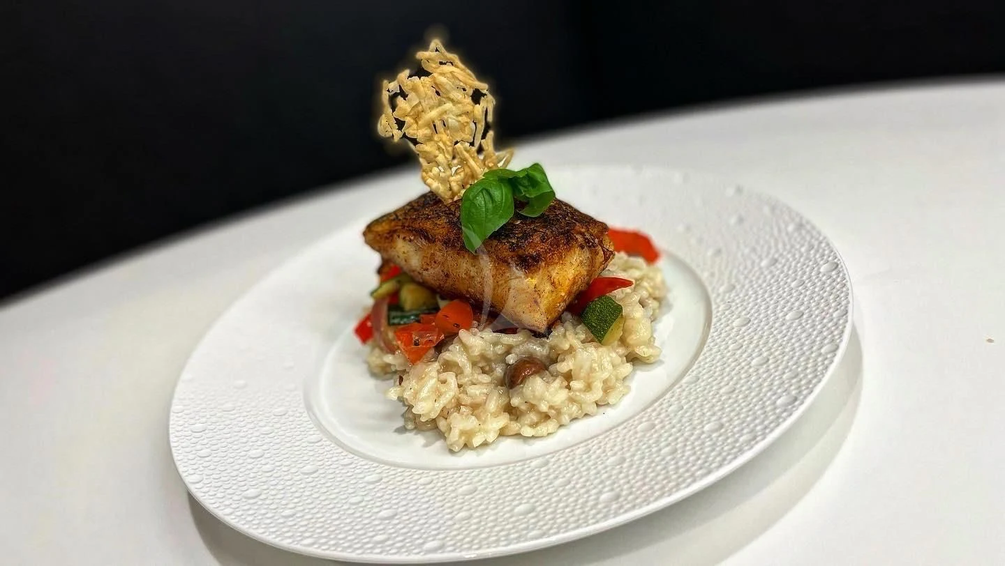 a plate of food aboard LONE STAR Yacht for Sale