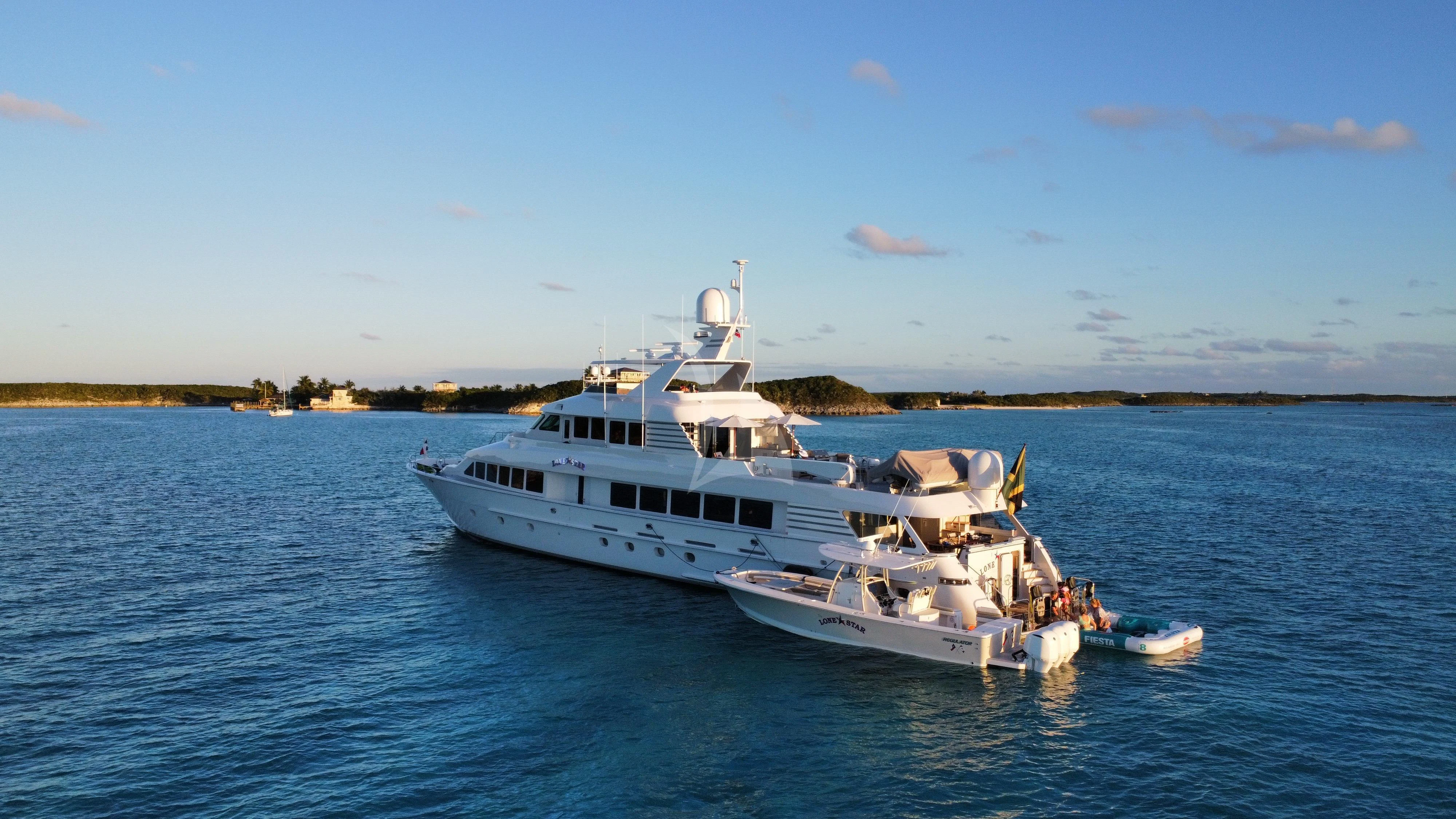 a boat on the water aboard LONE STAR Yacht for Sale