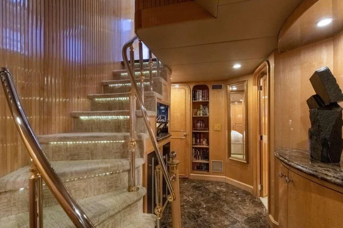 a staircase in a house aboard LONE STAR Yacht for Sale
