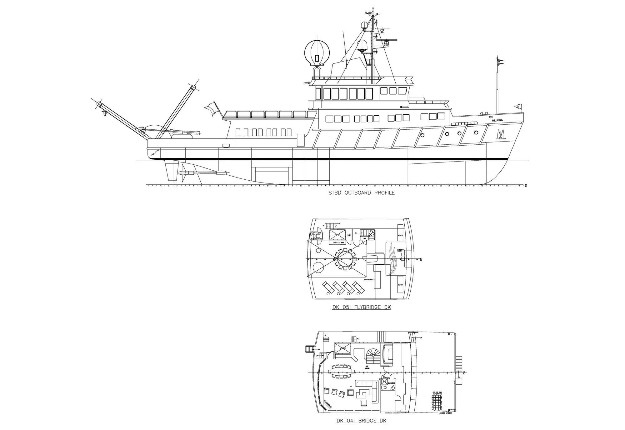 diagram, engineering drawing aboard HYDRA Yacht for Sale
