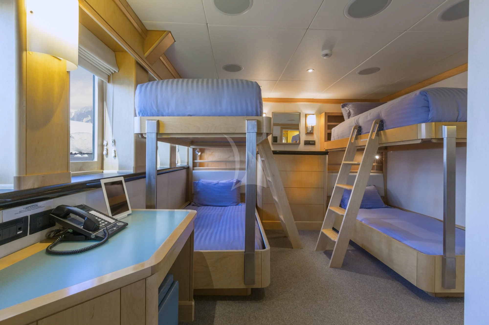a room with bunk beds aboard HYDRA Yacht for Sale
