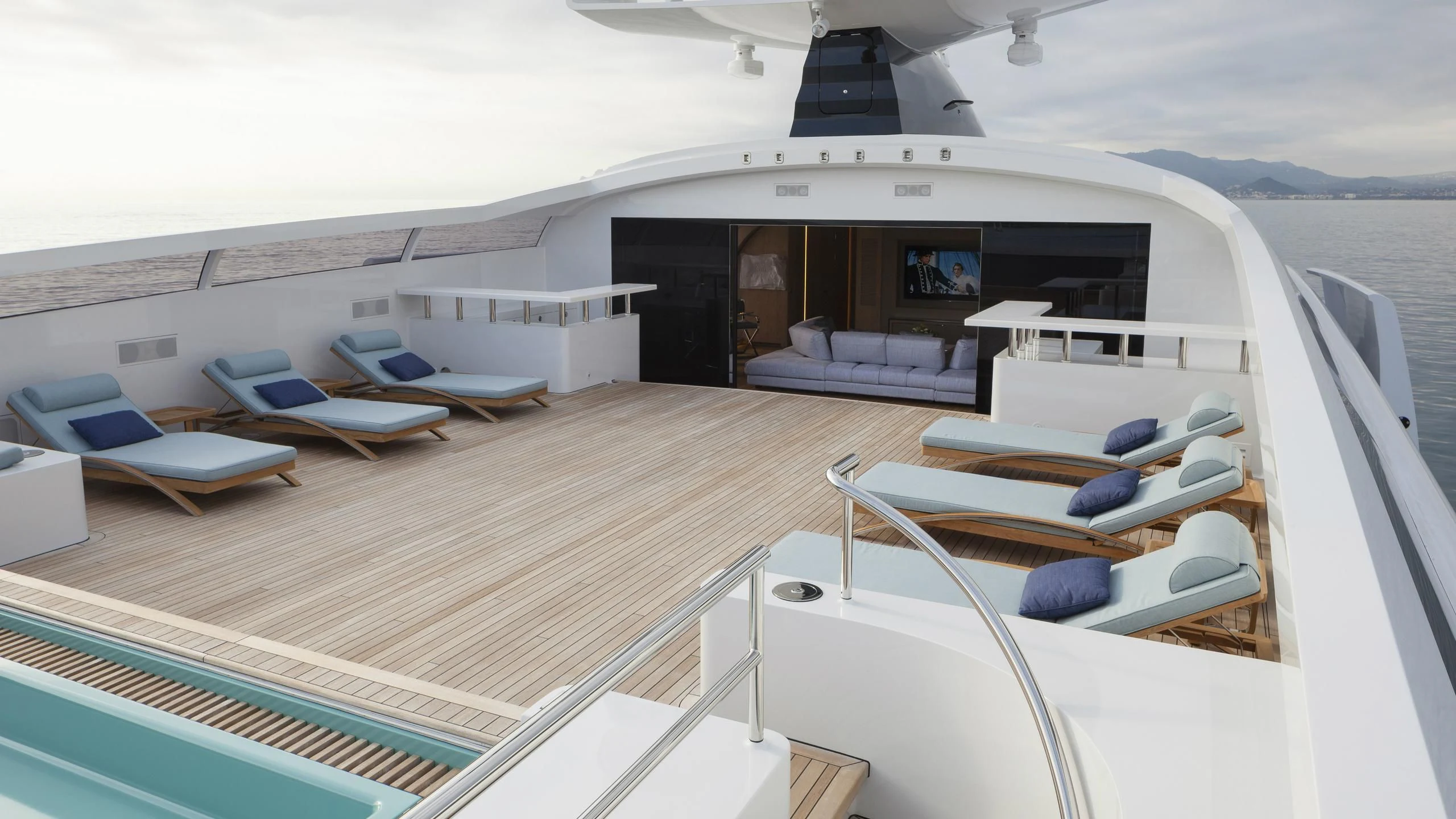 a large boat in a large body of water aboard CRAZY ME Yacht for Sale