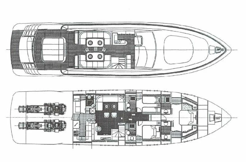 diagram, engineering drawing aboard BRAVO DELTA Yacht for Sale