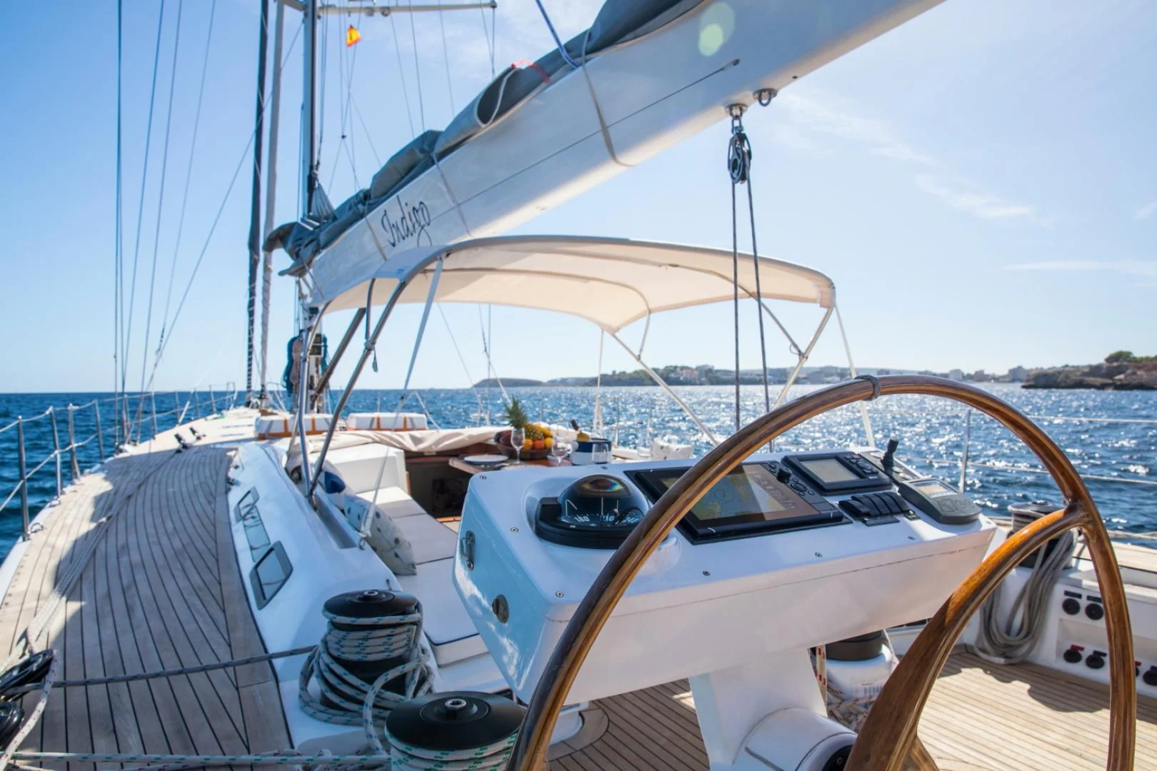 a boat on the water aboard INDIGO Yacht for Sale