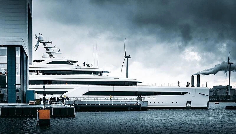 a cruise ship docked at a port aboard ZEN Yacht for Charter