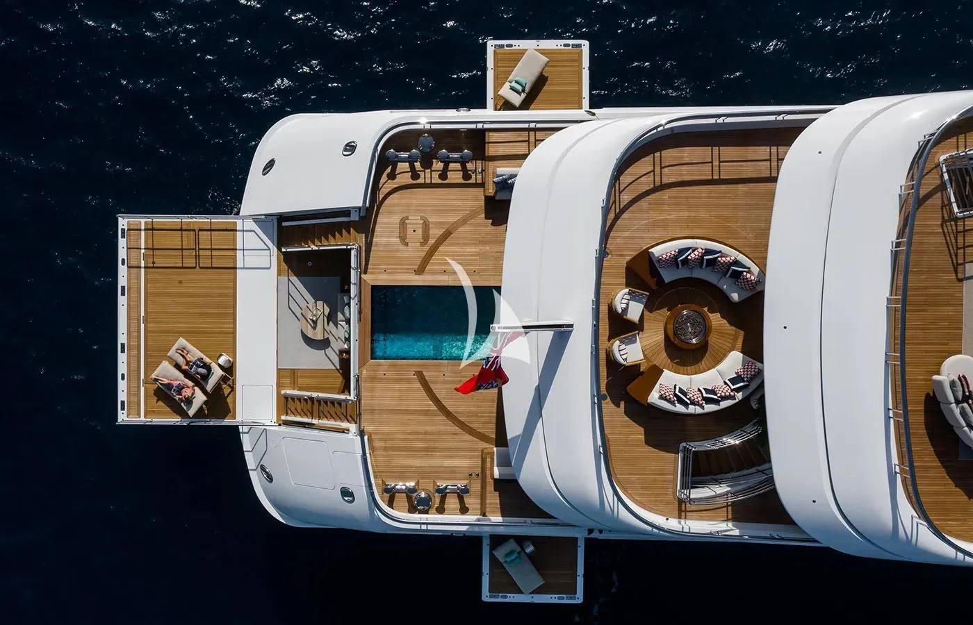 a space ship with many windows aboard ZEN Yacht for Charter