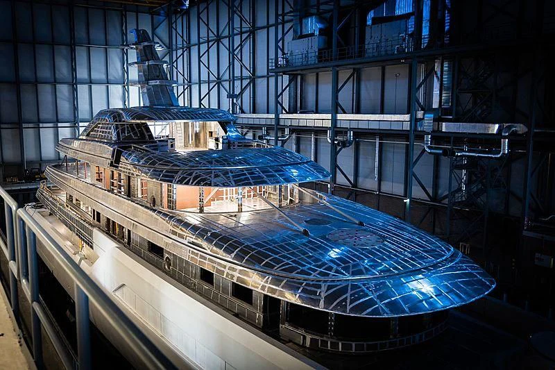 a large blue and white machine aboard ZEN Yacht for Charter