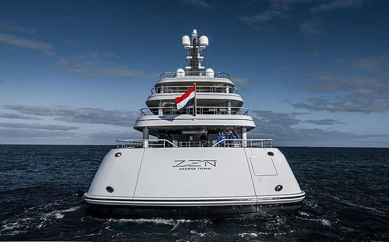 a large white ship in the water aboard ZEN Yacht for Charter