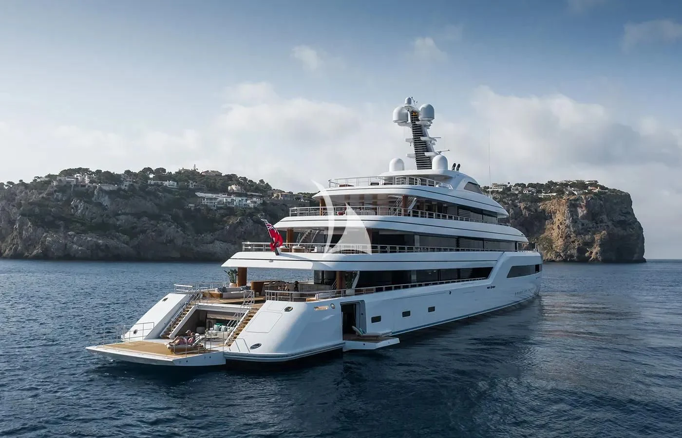 a large white ship in the water aboard ZEN Yacht for Charter