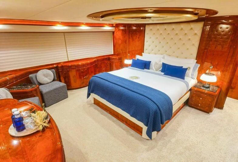 a bed in a room aboard APOLLO I Yacht for Sale