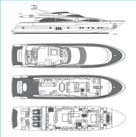 diagram, engineering drawing aboard APOLLO I Yacht for Sale