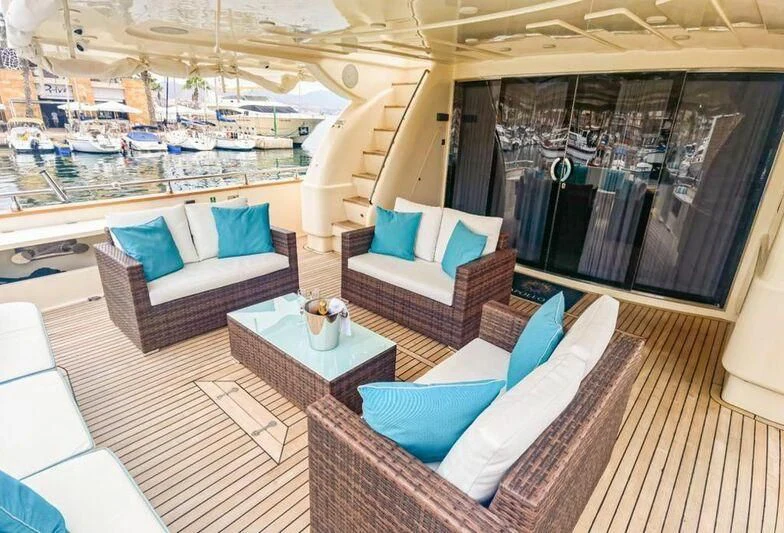 a room with a large glass wall aboard APOLLO I Yacht for Sale