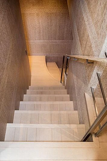 a staircase with a railing aboard A2 Yacht for Sale