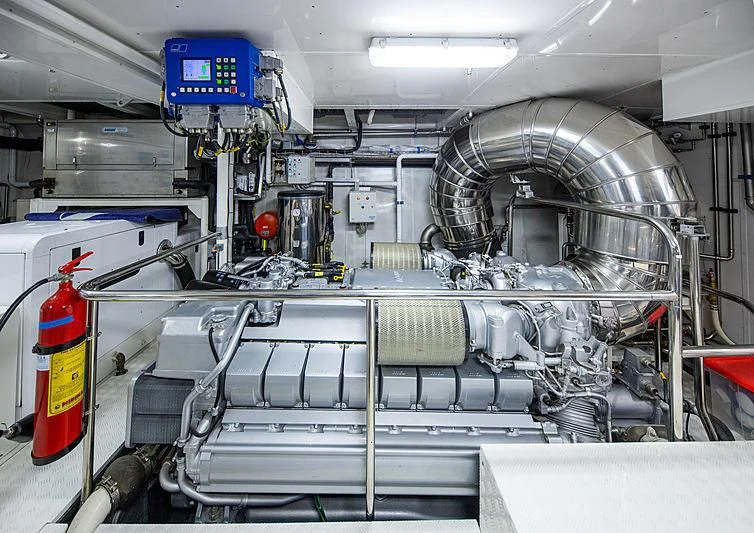 a large machine in a room aboard A2 Yacht for Sale