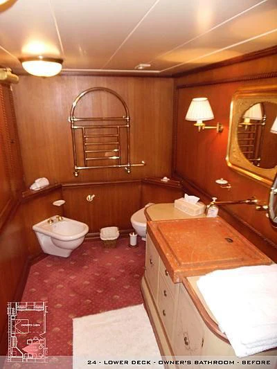 a bathroom with a sink and a toilet aboard A2 Yacht for Sale