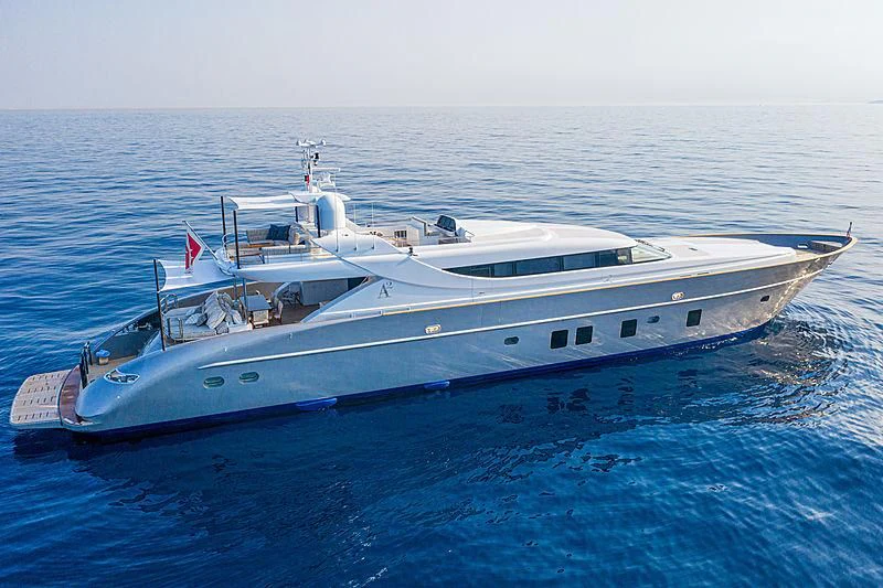 a large white boat in the water aboard A2 Yacht for Sale