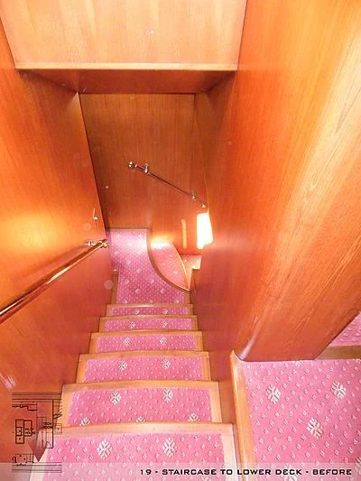a set of stairs leading up to a room aboard A2 Yacht for Sale