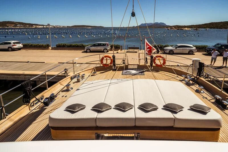 a car parked on a deck aboard ONE FORCE Yacht for Sale