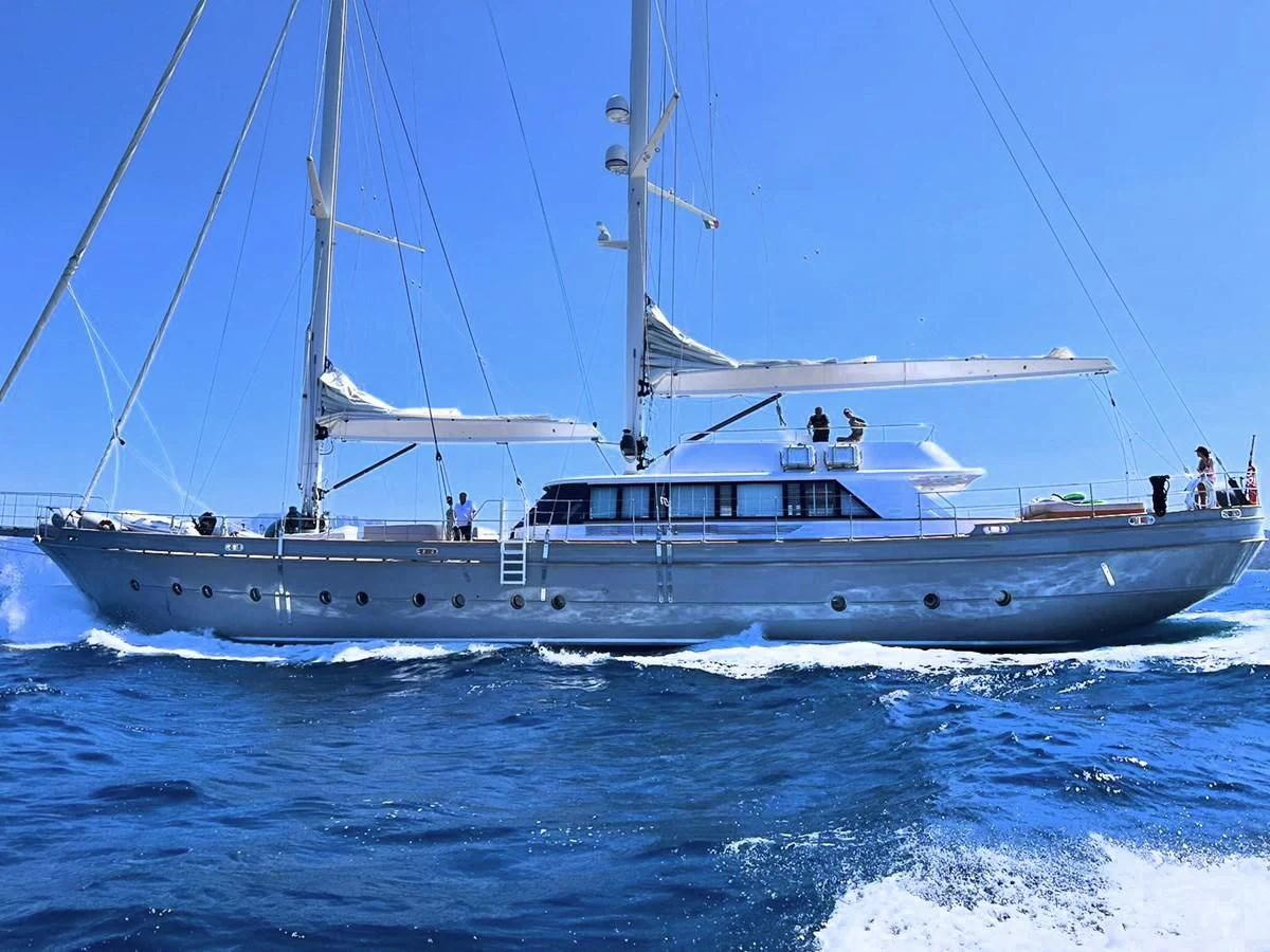 a boat in the water aboard ONE FORCE Yacht for Sale