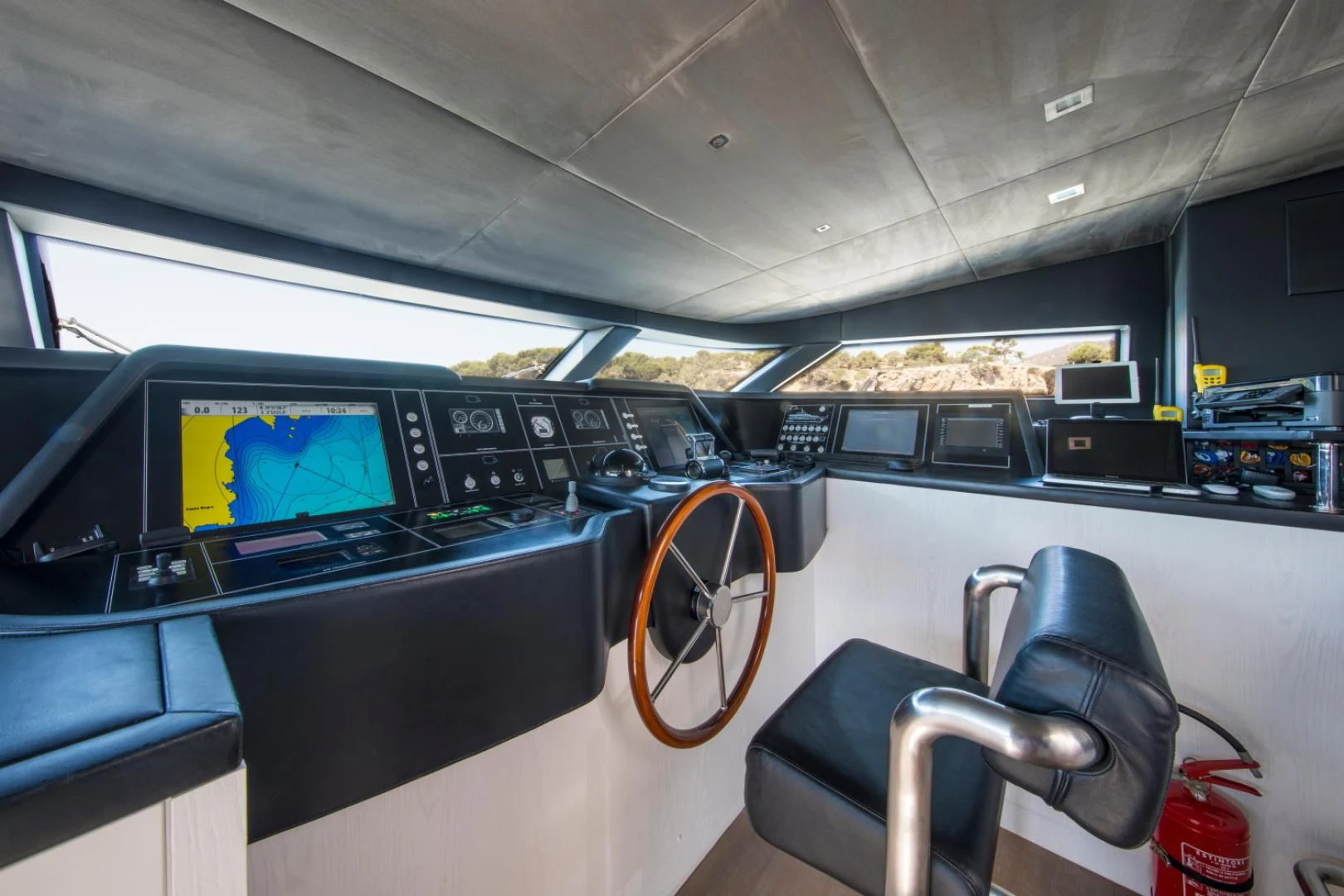 inside of a vehicle aboard MAI Yacht for Sale