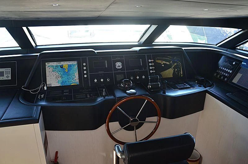 inside of a cockpit aboard MAI Yacht for Sale