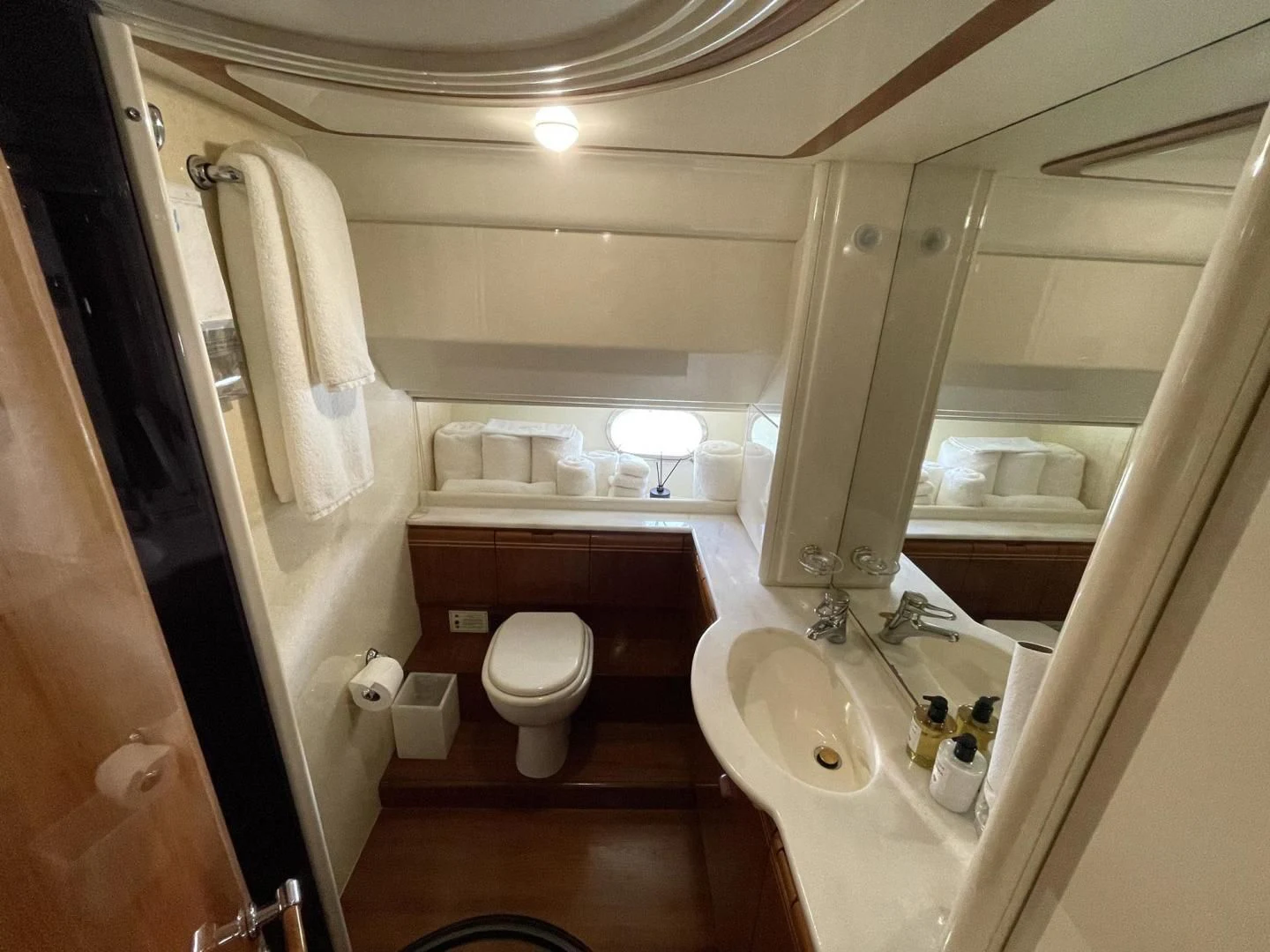 a bathroom with a toilet and sink aboard RABBIT Yacht for Sale