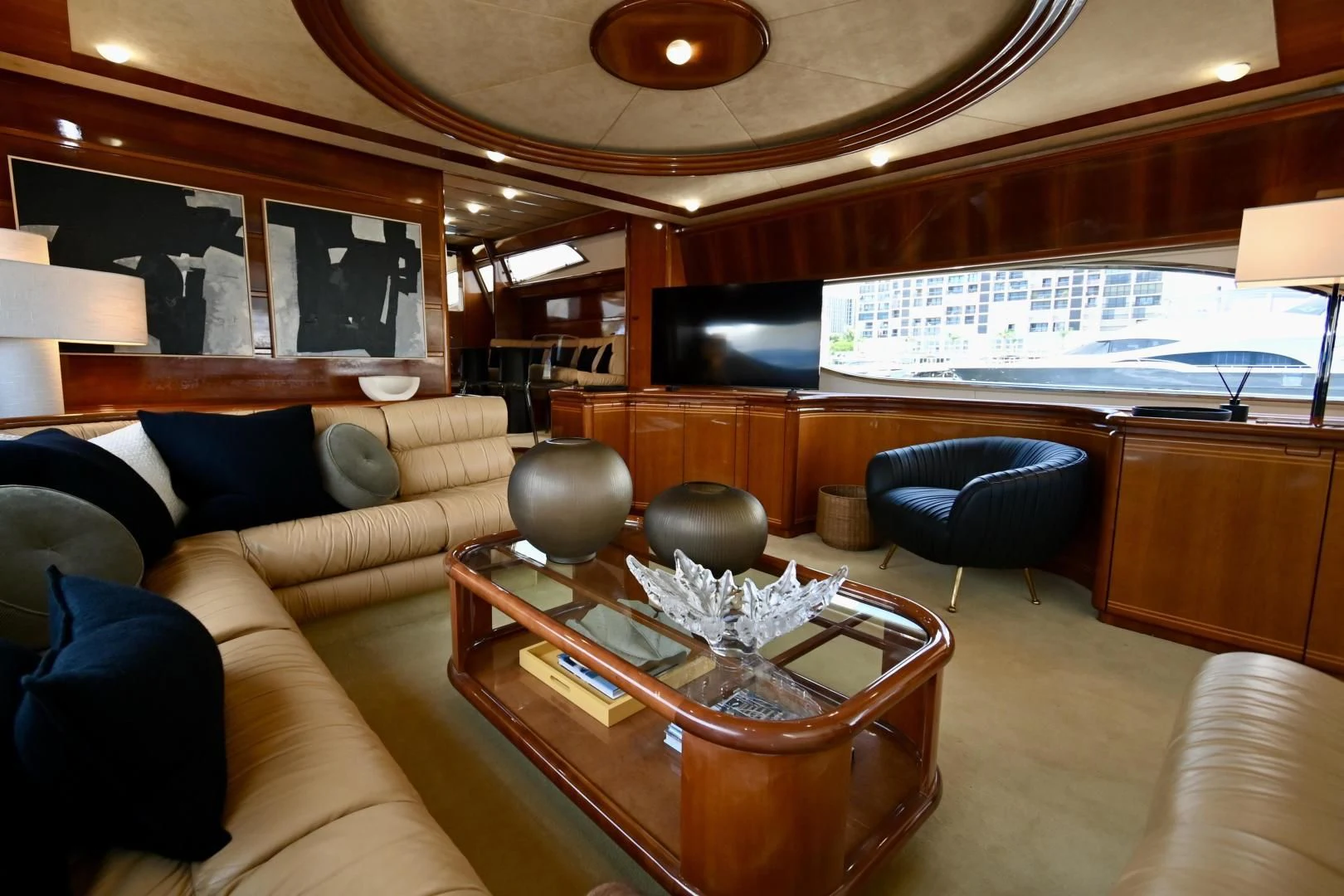 a room with a table and chairs aboard RABBIT Yacht for Sale