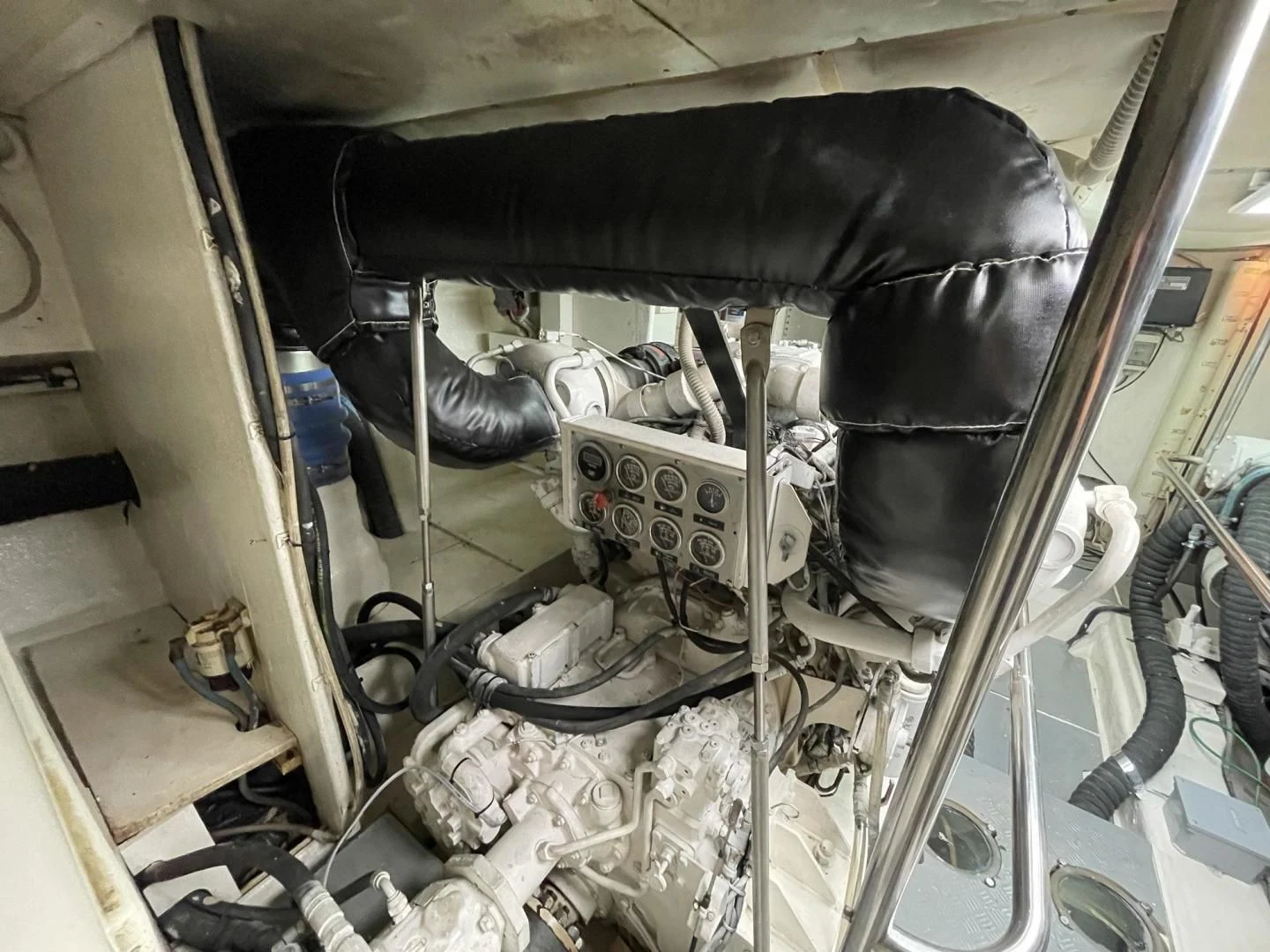 a car with a hood open aboard RABBIT Yacht for Sale