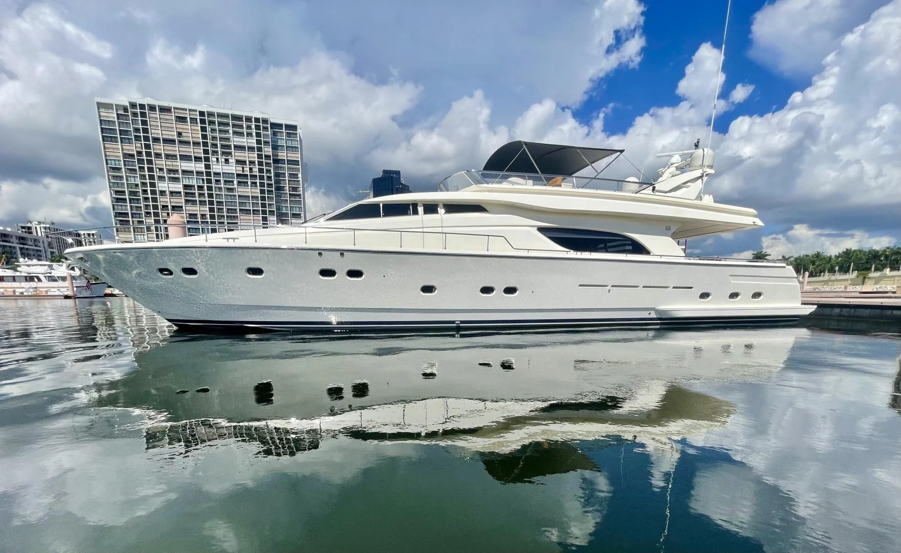 a white yacht in a body of water aboard RABBIT Yacht for Sale