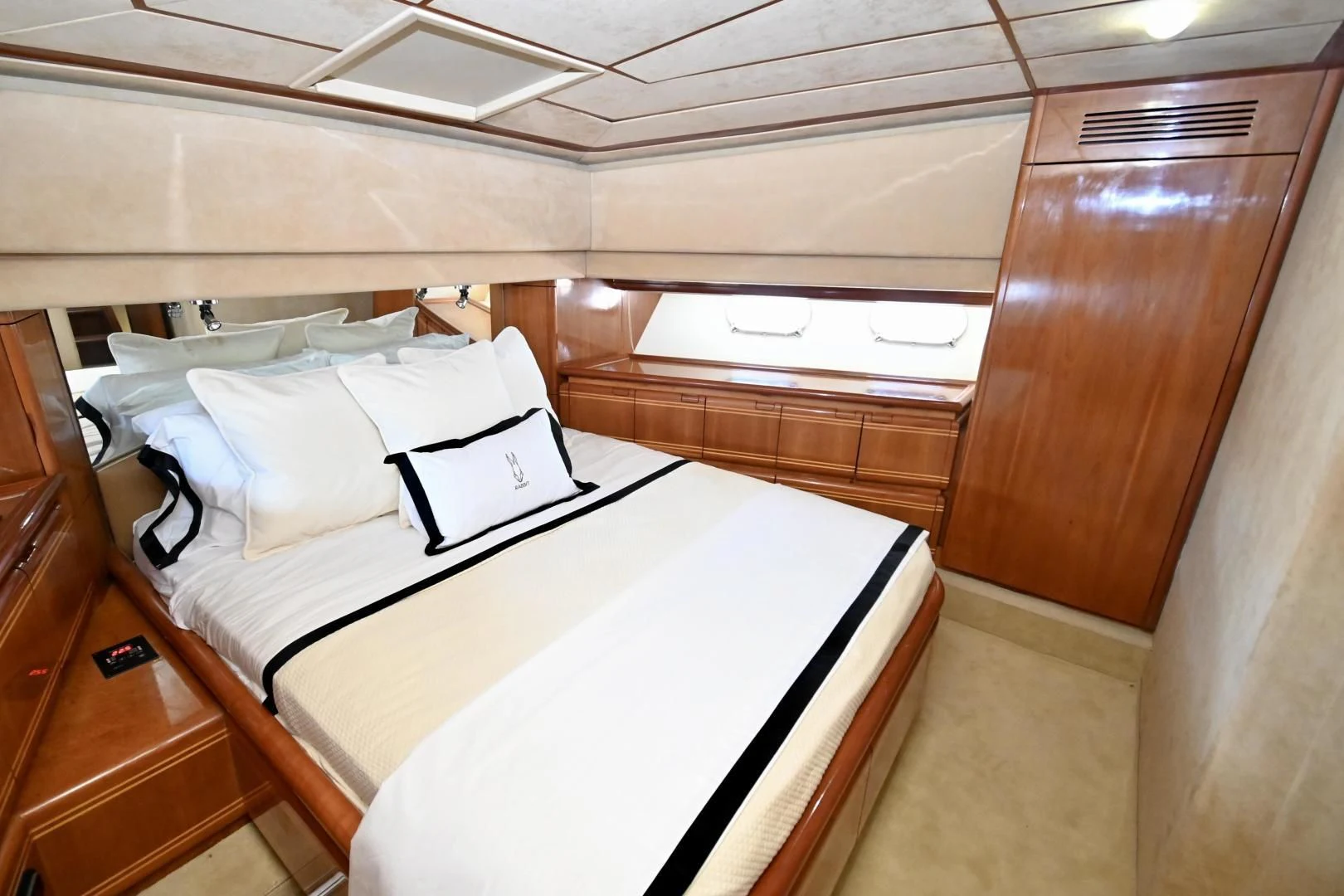 a bed in a room aboard RABBIT Yacht for Sale