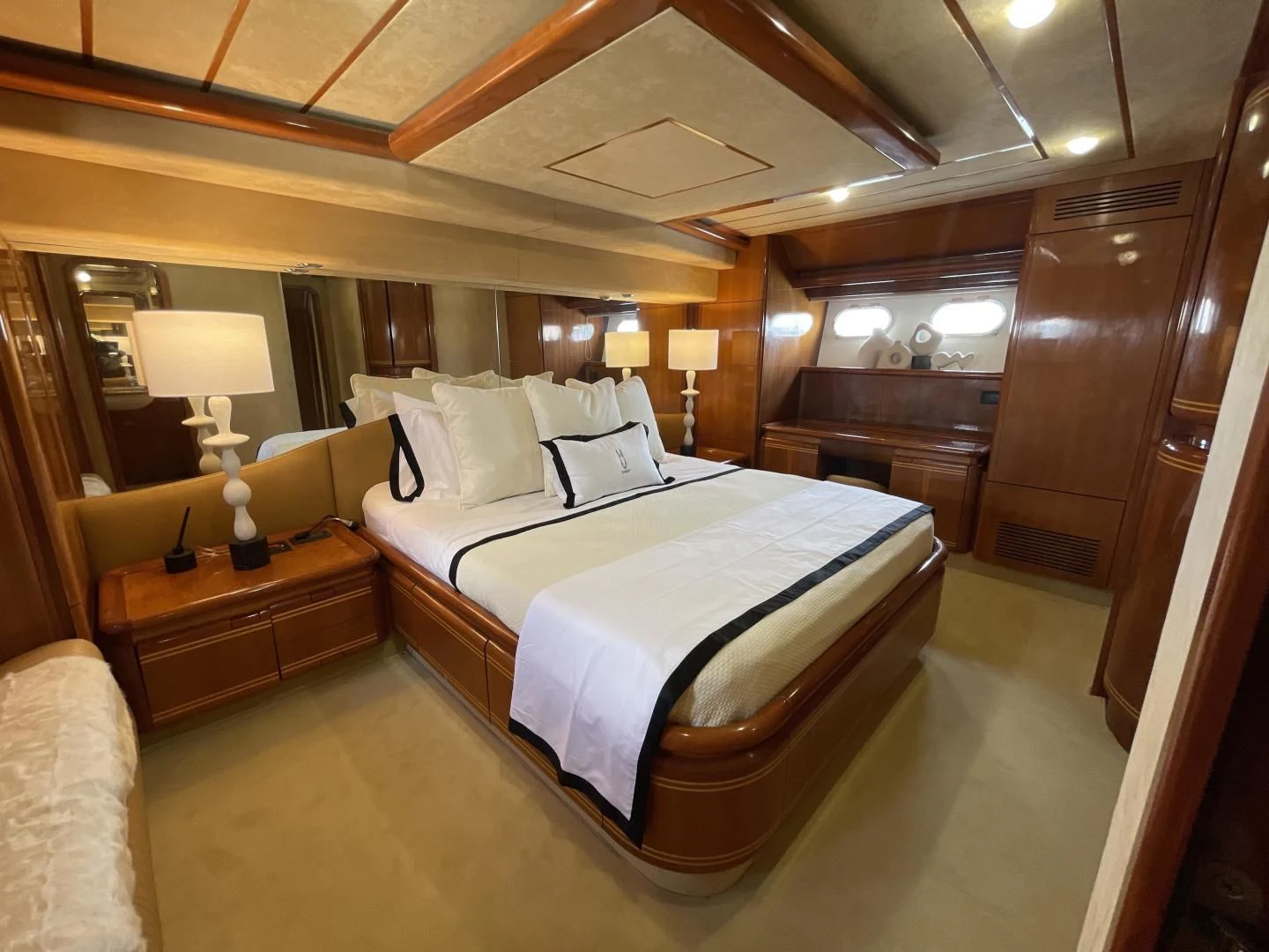 a bed in a room aboard RABBIT Yacht for Sale