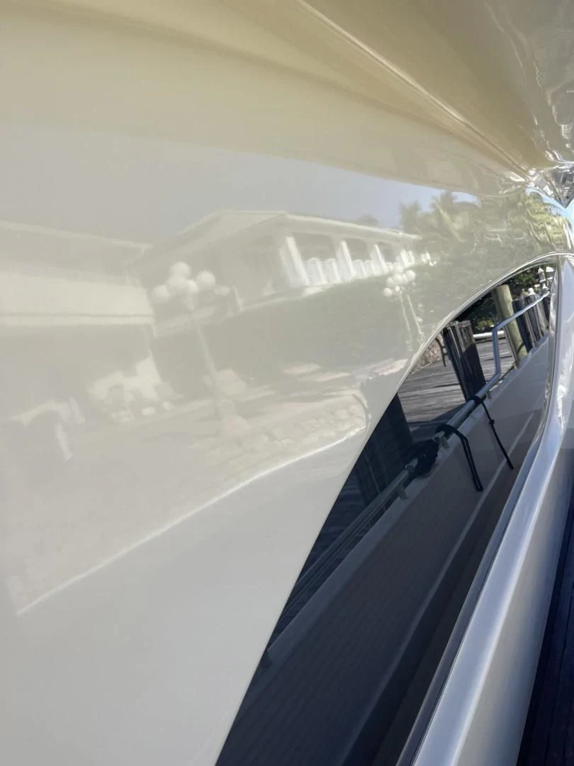 a close-up of a glass wall aboard RABBIT Yacht for Sale