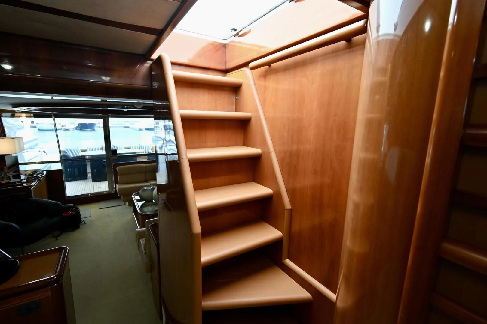 a wooden bunk bed in a room aboard RABBIT Yacht for Sale