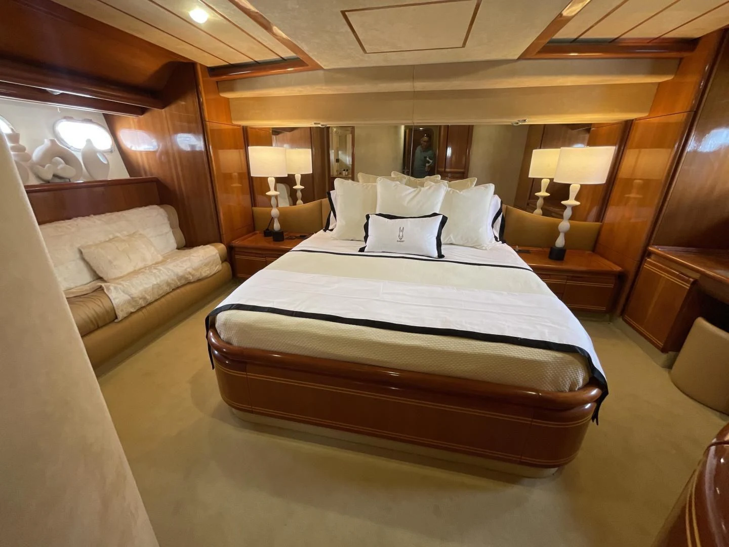 a bed in a hotel room aboard RABBIT Yacht for Sale