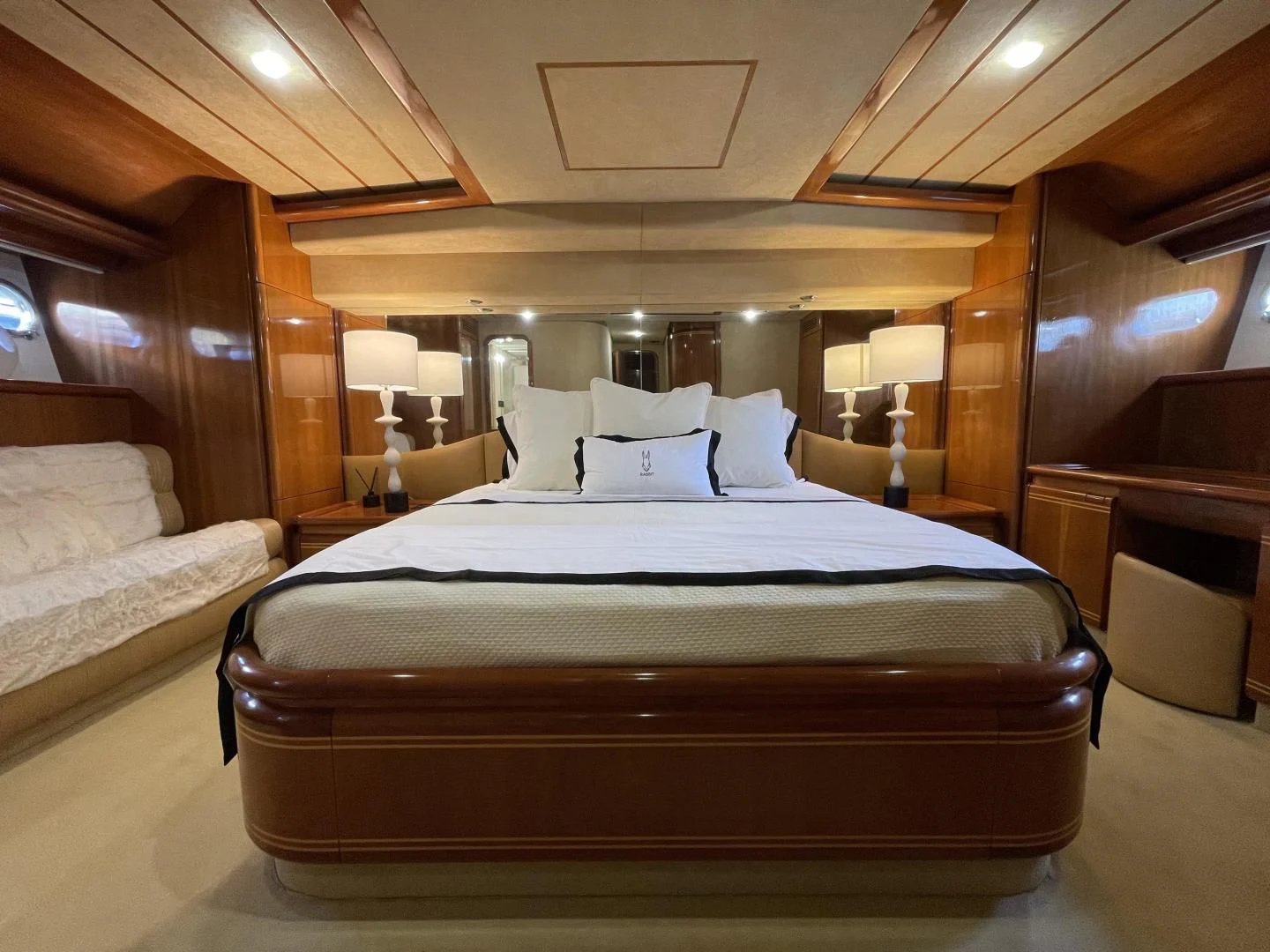 a bed in a cabin aboard RABBIT Yacht for Sale