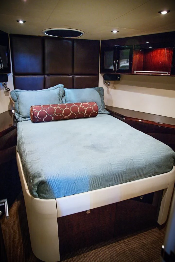 a bed with pillows aboard LOVIN LIFE Yacht for Sale