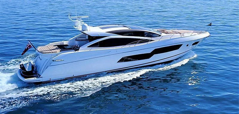 a white yacht on the water aboard LIMITLESS Yacht for Sale