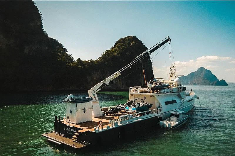 a boat in the water aboard UMBRA Yacht for Sale