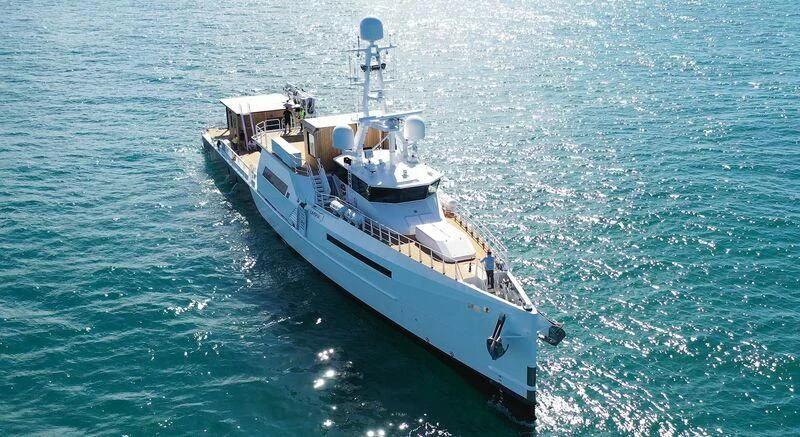 a boat in the water aboard UMBRA Yacht for Sale