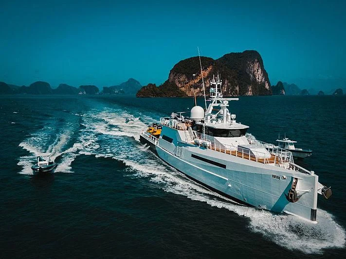 a ship on the water aboard UMBRA Yacht for Sale