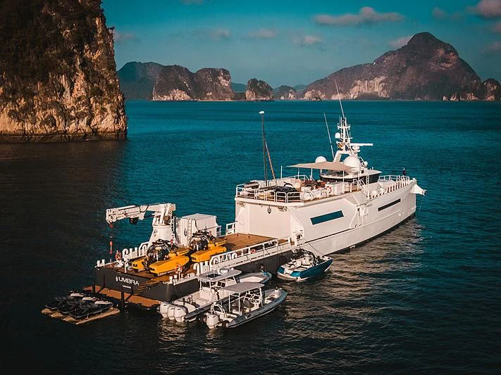a ship in the water aboard UMBRA Yacht for Sale