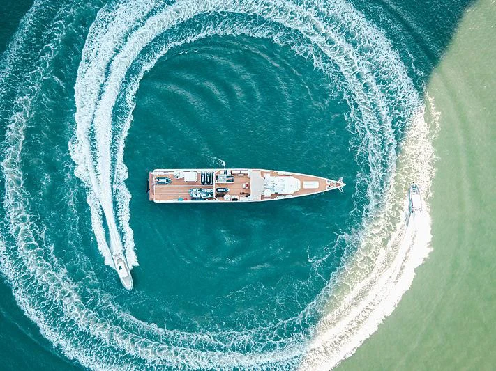 a boat in the water aboard UMBRA Yacht for Sale
