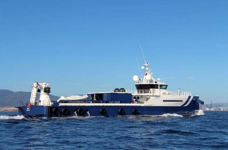 a large boat in the water aboard UMBRA Yacht for Sale