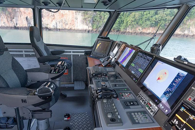 a car with a screen and a computer on it aboard UMBRA Yacht for Sale