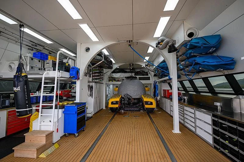 a large machine in a factory aboard UMBRA Yacht for Sale