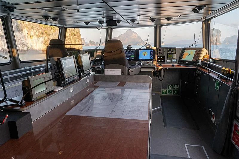 inside of a vehicle with computers aboard UMBRA Yacht for Sale