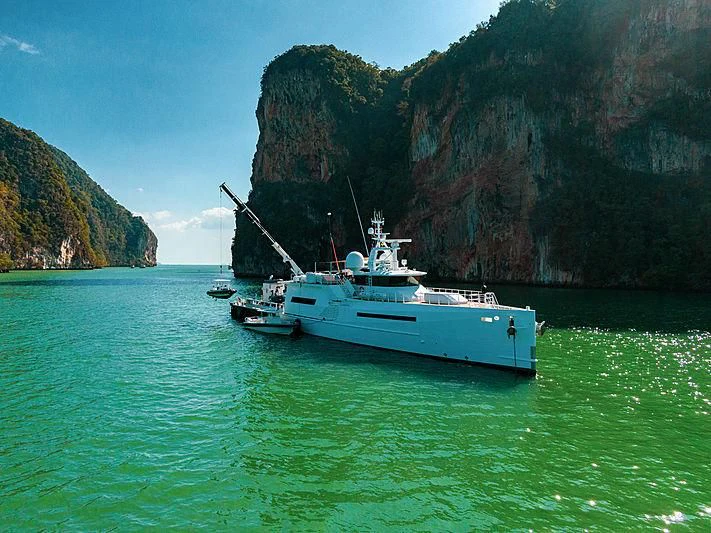 a boat on the water aboard UMBRA Yacht for Sale
