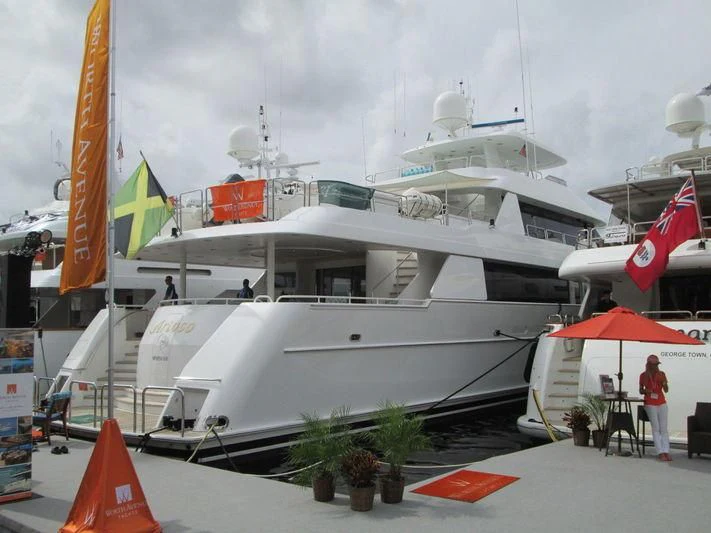 a large white boat aboard INTUITION Yacht for Sale