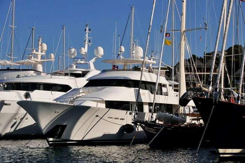 a group of boats in the water aboard INTUITION Yacht for Sale