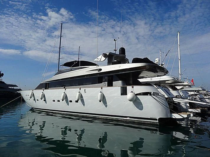 a white boat in the water aboard CORAL Yacht for Sale